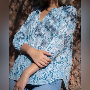 SOHANA Blue Patterned Women's Top